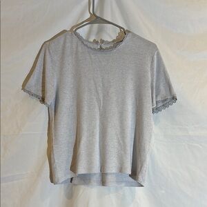 Gray Lace Trim Women's Top